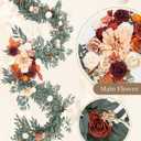 Wedding Arch Flowers 12FT, Terracotta Burnt Orange Artificial Flower Garland for Wedding Arch Decor, Large Floral Arrangement for Ceremony Backdrop, Reception Table Runner, Without Drapes