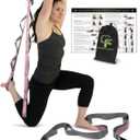 Gradient Fitness Stretching Strap for Physical Therapy, 12 Multi-Loop Stretch Strap 1.5" W x 8' L, Neoprene Handles, Physical Therapy Equipment, Yoga Straps for Stretching, Leg Stretcher. (Pink/Grey)