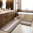 BSICPRO Bathroom Rugs and Mats Sets, 2 Piece Thick Absorbent Chenille Bath Mat Rug Set Non Slip, Soft Shaggy Bath Room Floor Mats for Bathroom, Machine Washable (Brown, 20" x 47" Plus 16" x 24")