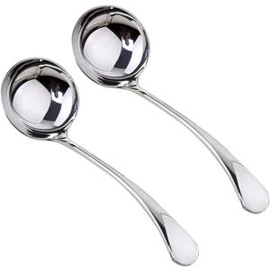 Small Ladle, Gravy Ladle, 7.9 Inch Sauce Ladles, 18/10 Stainless Steel Small Gravy Soup Spoon for Spooning Gravies or Sauces, Set of 2(Silver