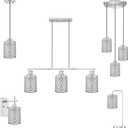 Doraimi Lighting 3 Pack Polyhedral Crystal Metal Pendant Ceiling Chandelier Wall Sconce Lamp Replacement Covers Shade Fixture Brushed Nickel Finish,1.66" Fitter Size,5.6" high*4.4" Diameter