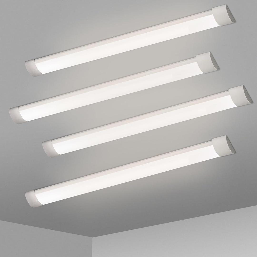 KILIPOL 2FT LED Batten Light, Ceiling Surface Mounted Slim LED Tube Lights, 20W 4000K Neutral White for Office, Shop, Garage, Home, 4 Packs
