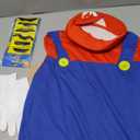 Halloween Costume Kids Plumber Jumpsuit with Hat Gloves Moustache Accessories, Medium
