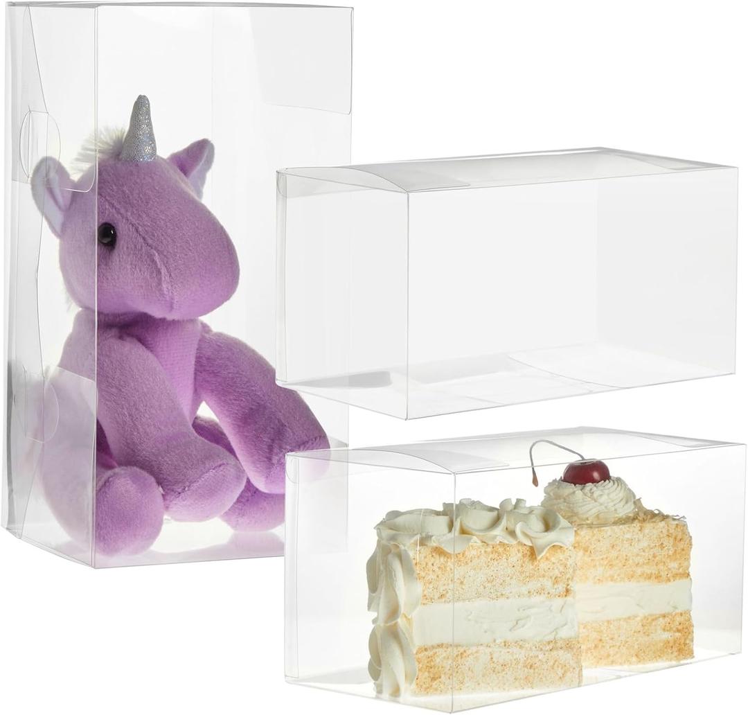 Juvale 30 Pack Rectangle Clear Boxes for Treats for Wedding, Baby Shower and Birthday - 9x4.5x4.5 In Clear Plastic Boxes