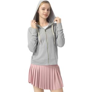Women's Stretch Athletic Full Zip Hoodie - Kangaroo Pockets, Comfort Workout Jacket for Active & Relaxed Days (Gray, M)