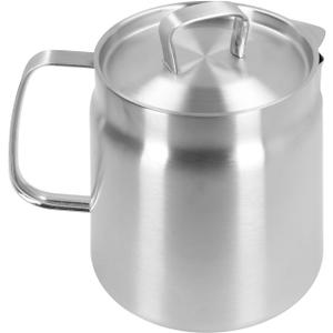 Oil Strainer Pot 304 Stainless Steel Oil Separator, Grease Strainer and Container Oil Strainer Pot with Filter and Lid, Oil Filter Vessel Ergonomic Handle Large Capacity (1.5L)