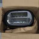 Amazon Basics 2 Slice Toaster, Extra Wide Slots for Bagels, 6 Browning Settings, Removable Crumb Tray, Defrost/Cancel/Bagel Buttons, Cord Wrap, 900W, Black & Silver