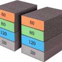 Romeda 8-Pack Sanding Sponge, Four Grits Per Pack 60/80/120/220, Washable and Reusable Handmade Sandpaper Block, Drywall Sandpaper Blocks for Wooden Drywall Sheetrock and Metal Glazing