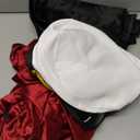 5PCS Red Silk Robe & Black Pants Set with Captain Hat & Glasses Halloween Costume Accessories for Adults, M