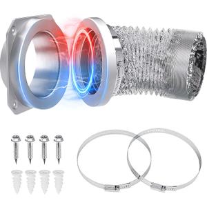Magnetic Dryer Vent Connector, DV180 Airtight Seal Dryer Vent Kit, Quick Connection, Strong Magnet, Self-Alignment Design, Magnetic Dryer Vent Connector Kit Including A 2.6ft 4" Duct and Two Clamps