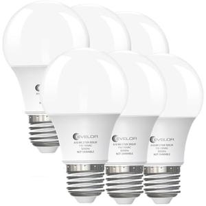 evelor 6-Pack A19 LED Light Bulbs,60 Watt Equivalent,Soft Warm White 2700K | Efficient 9W,800 Lumens,Non-Dimmable,E26 Base LED Bulbs,15000 Hours, Ideal for Bedroom Living Room, Pack Of 3