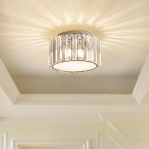 Modern Crystal Ceiling Light Fixture, BUXVRCS Mini Flush Mount Crystal Chandelier, H 5.89'' x W 8.66'' Small Crystal Ceiling Fixtures for Hallway Bedroom Bathroom G9 Socket