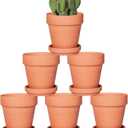 Orceler 4 Inch Terracotta Pots with Saucer - 6 Pack Small Clay Plant Pots with Drainage Holes, Flower Pots with Tray, Terra Cotta Pots for Indoor Outdoor Plants, Crafts, Wedding Favor