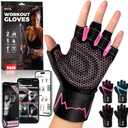 MhIL Workout Gloves for Women Breathable Gym Gloves for Women with Palm Protection and Enhanced Grip Padded Weight Lifting Glove for Womens with Wrist Wraps Support Weightlifting Exercise Cycling, Large: 8.1 8.6 / 20.6 22 Cm (Black)