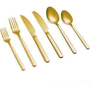 48 Pcs Gold Silverware Set with Steak Knives, Food-Grade Stainless Steel Flatware Cutlery Set for 8, Mirror Polished Tableware Eating Utensils Set for Kitchen, Knife Fork Spoon Set, Dishwasher Safe