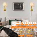 Dimmable Plug in Wall Sconces Set of 2, Gold Bedside Wall Lamp with Knob Dimmer Switch and 6.5FT Electric Cord, Mid Century Modern Bathroom Wall Light Fixture for Bedroom Living Room