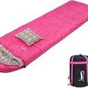 Desert & Fox Cotton Flannel Sleeping Bags with Pillow, 4 Season Warm & Cold Weather Envelope Compression Sack, Lightweight & Portable Backpacking Sleeping Bag for Outdoor Camping, Hiking, Traveling 