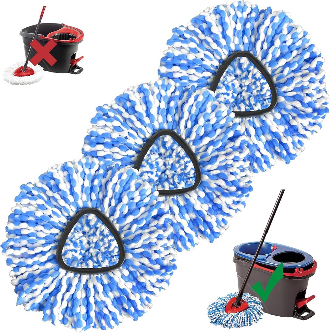 Spin Mop Replacement Head, 3 Pack Mop Replacement Head, Easy Cleaning, Microfiber, Spin Mop Refills, Machine Washable