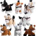 HollyHOME 8 Pcs Horse Stuffed Animal Mini Horse Plush Bulk Stuffed Horses for Animal Theme Party Birthday Favors Supplies Decorations 5 Inch