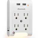 DEWENWILS 4-Outlet Extender, Wall Outlet Adapter with 2 USB Ports(3.1A Total), Light Sensor Night Light, 1080 Joules Surge Protector, ETL Listed