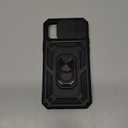 Janmitta Case for iPhone 12 & 12 Pro Phone Cover Built in Slide Camera Lens Cover+Screen Protector,Heavy Duty Shockproof Full Body PhoneCase with Finger Ring Holder Kickstand,Black