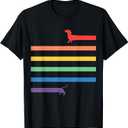 Funny LGBT gay pride Dachshund rainbow flag dog gift T-Shirt (Small, Black)