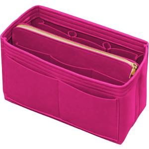 Purse Organizer Insert with Zipper Felt Bag Organizer for Tote Purse Bag Rose Large