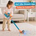 3-in-1 Kids Vacuum that Really Works, Toddler Toy Vacuum Cleaning Set with Working Suction, Realistic Pretend Play Gift for Boys and Girls Ages 3+ (Blue)