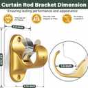 MUAKIOY (16 Pack) Gold No-Drill Curtain Rod Brackets, Self-Adhesive Adjustable Hooks for 0.5''-1.3'' Curtain Rods, Stick-On Wall Holders with Damage-Free Installation