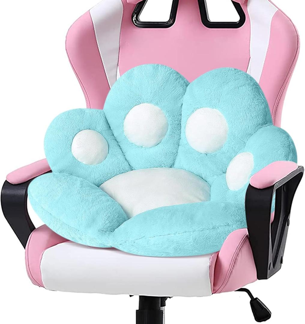 Ditucu Cat Paw Cushion Kawaii Chair Cushions 31.4 x 27.5 inch Cute Stuff Seat Pad Comfy Lazy Sofa Office Floor Pillow for Gaming Chairs Room Decor Blue (Large)