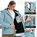 ASPO Women's Ski Jacket Waterproof Winter Jacket Insulated Warm Fleece Lined Windproof Snow Coats with Hood Snowboarding (Blue, L)