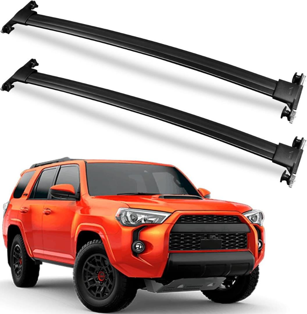 Roof Rack Cross Bars Compatible with Toyota 4Runner 2010-2024 (with Factory Side Rails), Heavy Duty 220lb Aluminum Crossbars Rooftop Cargo Bag Kayak Bike Luggage Snowboard Skiboard (black)