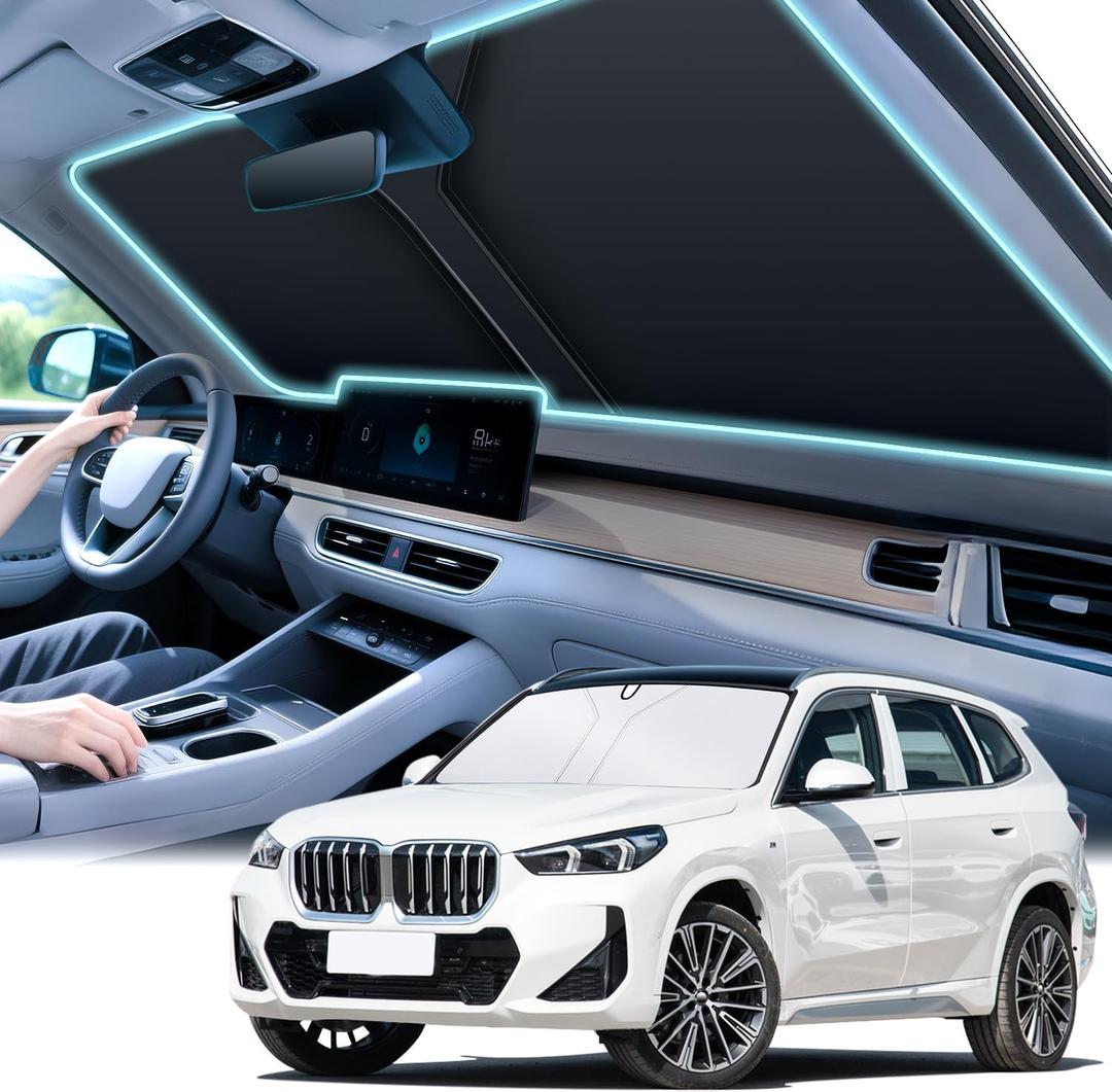 SINGARO Universal 300T Car Windshield Sun Shade, Foldable Reflective for Windshield & Window Shades with Overlapping Design, Car Interior Accessories (64.5" L x 33" W) (Big SUV)