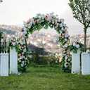 5.25 * 6.56 FT Metal Arbor Frame Stand, Garden Arch Trellis for Plants, Wedding Decor Backdrop Flower Stand, Gold, Single Rectangle