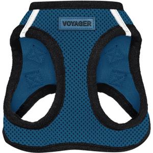 Best Pet Supplies Voyager Step-in Air Harness - All Weather Mesh, Reflective, No Pull Harness for Dogs, Cats - Secure with Hook & Loop Fastener, Buckle, Double D-Rings - Blue/Black Trim, M