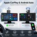 10" Wireless CarPlay Screen for Car, Apple CarPlay & Android Auto Screen, Portable Car Stereo with 4K Front Dash Cam & 1080P Backup Camera, Bluetooth, Voice Control, GPS Navigation, Mirror Link