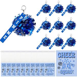 Threehoney Pin Me Cheer Ribbon Keychain with Gift Cards and Organza Bags Pom Pom Cheer Gifts Set for Cheerleader Team