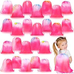 Shappy 24 Pack Pink Tie Dye Drawstring Bags 11.8 x 9.8 Inch Tie Dye Party Favor Bags for Girls Kids gift Birthday Party Supplies