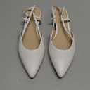 DREAM PAIRS Slingback Flats for Women, Pointed-Toe Elegant Women's Ballet Flats with Buckle Strap, Classic Low Heel Dress Shoes for Casual Work Office Party (Size 11, White-pu)
