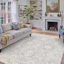 9x12 Blue Cream Area Rug for Living Room Bedroom Neutral Floral Soft Non Slip Rug Low Pile Distressed Large Carpet for Dining Room Nursery Office Indoor
