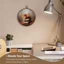 XBBMGG Vintage Fall Maple Leaf Book Wall Art Decor, Rustic Autumn Book Reading Round Wall Hanging Decor, Thanksgiving Bookish Framed Canvas Prints for Reading Room Library Home Decorations (10L" x 10W")