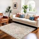 3x5 Living Room Area Rugs: Vintage Washable Non-Slip Rug for Bedroom Dining Room Soft Carpet for Nursery Kitchen Home Office Durable & Easy-Clean Design Perfect for Homes with Cats & Dogs (3x5 Beige)