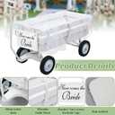 4 Pcs All-Terrain Wedding Wagon Set Includes 39x17x32 Inch Heavy Duty White Flower Girls Wagon Cart Here Comes The Bride Sign White Tulle Plush Pad for Wedding Reception