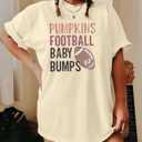 Maternity Pumpkins Football Shirt Women: Thanksgiving Pregnancy Tops Oversized Pumpkins T-Shirt Fall Football Tees (XL)