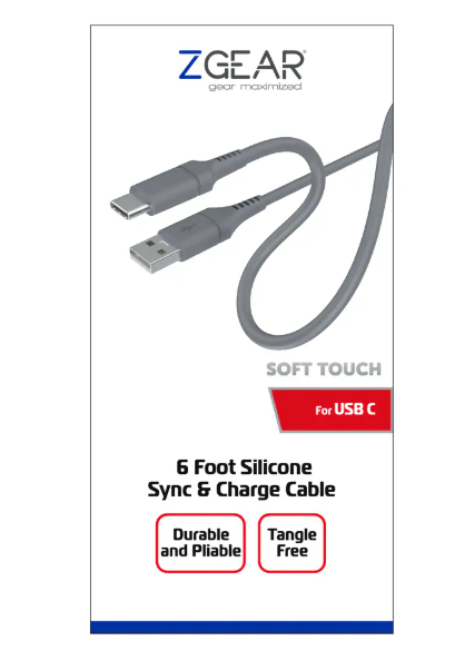 ZGear® 6 Foot Silicone Sync & Charge Cable For USB-C
