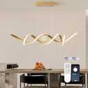 ORANOOR LED Modern Chandeliers for Dining Room, 39in Dimmable Gold Chandelier Kitchen Pendant Lighting Over Island, Linear Wave Spiral Pendant Light Fixtures Dining Room Lights Ceiling Hanging, 36W