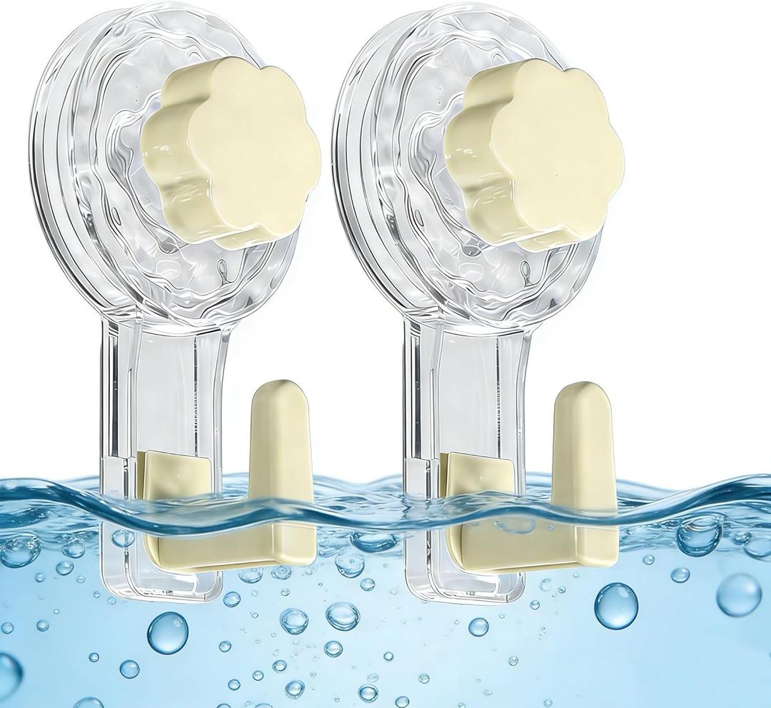 Bathtub Hooks 2PCS,Waterproof and Reusable Heavy Duty Suction Bathhub Hooks for Shower Bathroom Kitchen Towel