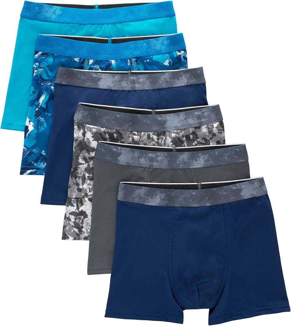 Hanes boys Performance Tween Boxer Briefs Underwear, Assorted Prints & Solids, 6-pack Medium