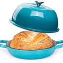 Enamelled Cast Iron Dutch Oven Pot  Dutch Oven For Sourdough Bread Baking  Cast Iron Bread Pot  Blue, 6 Quarts, 22cm  by Nuovva