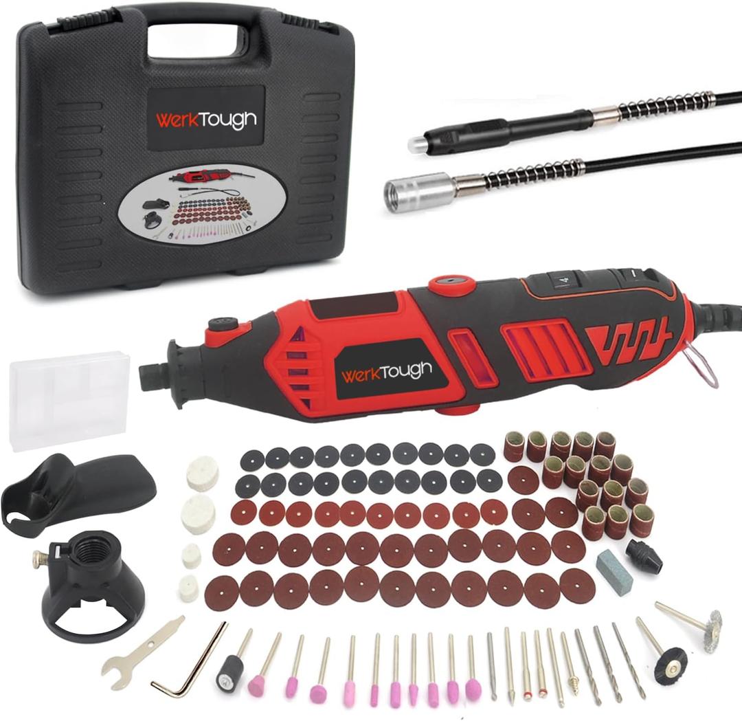 Werktough 170W Rotary Tool Kit with 100pcs Accessories, Electric Tile Cutter, Ideal for grinding, cutting, wood carving, sanding and engraving.
